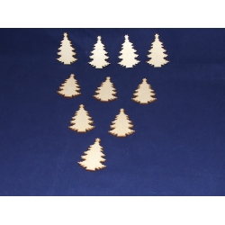 Komplet mini  choinek z gwiazdką 10 sztuk  -  wymiar :5 x 4 cm