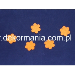 Kwiatuszki filcowe  3cm ,  grubość 1,5mm (KOMPLET 5sztuk)  POMARAŃCZOWE, kwiaty z filcu