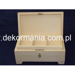 Kuferek na kluczyk średni , kuferek 22x12x10,5cm , wkład z 3 przegrodami