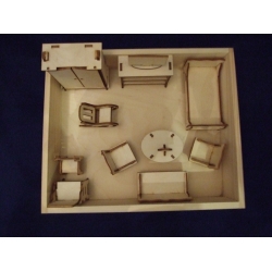 SKLEJKA #3mm Mebelki np;do domku dla lalek  wysokość 4cm  STOLIK +FOTEL