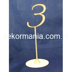 Cyferka,cyfra na stojaku "3 " wysokość 30 cm -dekoracja stołu,wesele,bankiet,przyjęcie itp