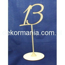Cyferka ,cyfra na stojaku " 13 " wysokość 30 cm -dekoracja stołu,wesele,bankiet,przyjęcie itp