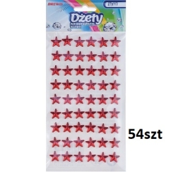 Dżety Gwiazdki samoprzylepne CZERWONE, gwiazdka 1cm / 54szt / DS42 / BREWIS naklejki