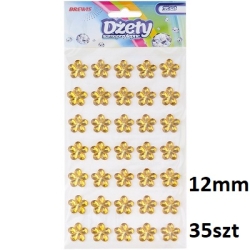 DŻETY KWIATKI SAMOPRZYLEPNE ZŁOTE 35szt / BREWIS BRE DSK1 / kwiatuszek 12mm