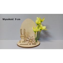 Jajko , zajączek , kwiatuszek na podstawce + żonkil / wys : 9cm / stojak na jajko / SKLEJKA #3mm, podstawka