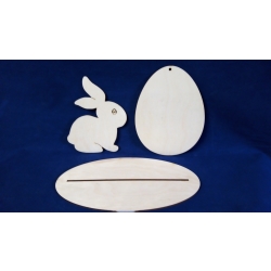 Jajko 14cm, zajączek 12,5cm  na podstawce /SKLEJKA #3mm