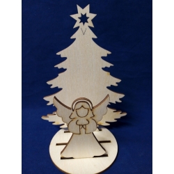 SKLEJKA #3mm Zestaw na podkładce fi 8cm / aniołek, choinka 15cm  zestaw Świąteczny komplet