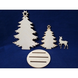 SKLEJKA #3mm Zestaw na podkładce fi 8cm /  choinka 15cm, 9,5cm  + serenka  zestaw Świąteczny, komplet