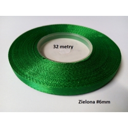 32metry / Wstążka satynowa szer: 6mm / zielona