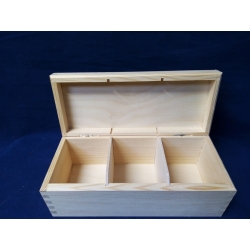 Herbaciarka 3 , pudełko drewniane z 3 przegrodami  21,5x9,5x8 cm , 3 przegródki,  pudełko na herbatę / H3