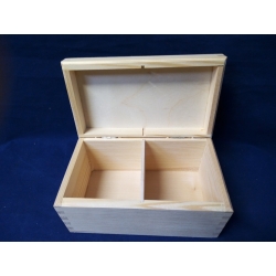 Herbaciarka 2 , pudełko drewniane z 2 przegrodami 16x9x8 cm , 2 przegródki, pudełko na herbatę / H2
