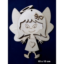SKLEJKA #3mm Aniołek 15cm DZIEWCZYNKA  aniołek 3D zawieszka
