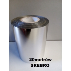 Folia w rolce -  20metrów    SREBRNA , szerokość 8cm, FOLIA do złoceń,ikona