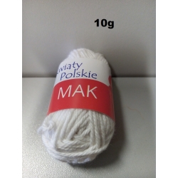 WŁÓCZKA  100% BAWEŁNA 10g  KWIATY POLSKIE  BIAŁA