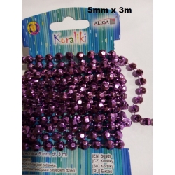 Koraliki 5mm x 3metry FIOLETOWE / koralik 5mm / sznur korali / KOR-3113 / łańcuch / łańcuszek koralików