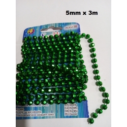 Koraliki 5mm x 3metry ZIELONE  / koralik 5mm / sznur korali / KOR-3113 / łańcuch / łańcuszek koralików