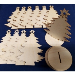 SKLEJKA #3mm Choinka 15cm na podstawce fi 8cm KOMPLET 10szt + 1szt gratis
