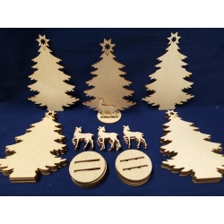 SKLEJKA #3mm Choinka 15cm KOMPLET 10szt + 1 kmpl. gratis ( choinka + podstawka + sarenka) razem 11kmpl.