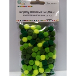 Pompony 120szt / fi 1cm  ZIELONE MIX