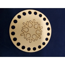 SKLEJKA #3mm Podkładka 9cm , baza z otworami pod sznurek, szydełko, ŚNIEŻYNKA  GRAWER do torebki,  koszyk, do koszyka, makrama - pod kubek