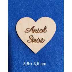SKLEJKA #3mm Anioł Stróż serce 3,8x 3,5cm / aniołek makrama , obrazek, Chrzest Św. itp / serduszko bez otworu