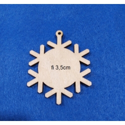SKLEJKA #3mm Śnieżynka 6cm  (nr.2) średnica środka 3,5cm , zawieszka np.do prezentu
