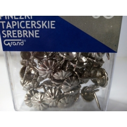 GRAND  Pinezki tapicerskie srebrne 50 sztuk / dł; 15mm x fi 11mm / 5113