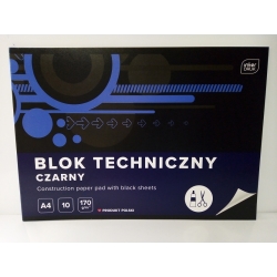 BLOK TECHNICZNY  A4  CZARNY  / 10kartek /  170g/m2  / 3720 / kartki czarne dwustronne