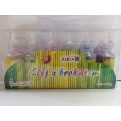Klej z brokatem 6 kolorów NEONOWE , 6x20g / brokat z klejem / KL-1628