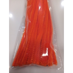 Druciki kreatywne , puchate - 40szt. POMARAŃCZ NEON , długość 1 drucika 30cm, drut / DPK-07