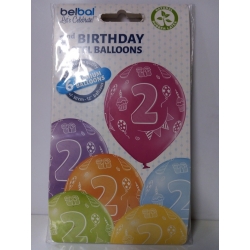 Balony urodzinowe 30cm/6szt, Aliga 2 URODZINY