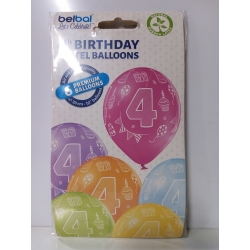 Balony urodzinowe 30cm/6szt, Aliga 4 URODZINY