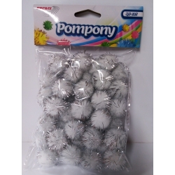Brewis Pompony metaliczne 2cm / BIAŁE / 40szt / 6282