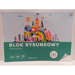 Blok rysunkowy BIAŁY  A3 / 20 kartek /  80g, InterDRUK / 81701