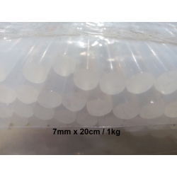 Klej na gorąco 7mm x 20cm, pałeczka kleju, sztyft ,laska kleju, wkład klejowy  / 125 sztuk / 1kg /  wkład do pistoletu na gorąco