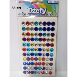 Dżety samoprzylepne okrągłe mix kolorów 8mm, 88szt. Brewis / DS79 naklejki