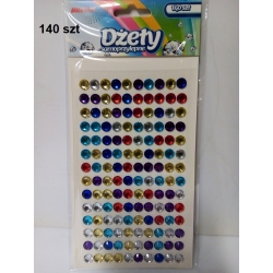 Dżety samoprzylepne okrągłe mix kolorów 6mm, 140szt. Brewis / DS70 naklejki