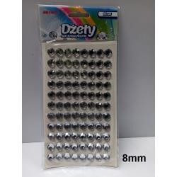 Dżety samoprzylepne okrągłe SREBRNE 8mm, 88szt. / Brewis / DS31 naklejki