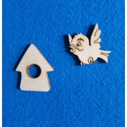 SKLEJKA #3mm Ptaszek 3cm budka 3,5cm / 2554 / komplet