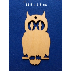 SKLEJKA #3mm  Sowa 12,5x6,5cm , sowa na gałęzi, zawieszka sowa / 2850 / leśne