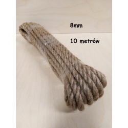 10 METRÓW / Lina jutowa 8mm, sznur jutowy 8mm / długość 10m / sznur jutowy skręcany naturalny / zwój juta / Juteco