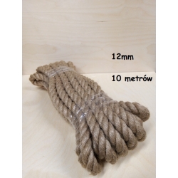 10 METRÓW / Lina jutowa 12mm, sznur jutowy 12mm / długość 10m / sznur jutowy skręcany naturalny / zwój juta / Juteco