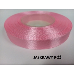 32m / Wstążka satynowa 12mm RÓŻOWA  JASKRAWA / długość 32 metry / AX12-13 / satynka 12 / tasiemka satynowa
