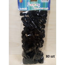 Pompony CZARNE  w mixie wielkościowym 80szt / POM-090