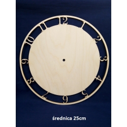 SKLEJKA #3mm/  Tarcza zegarowa 25cm z cyferkami , otwór pod mechanizm 8mm / zegar 25cm II / 1640