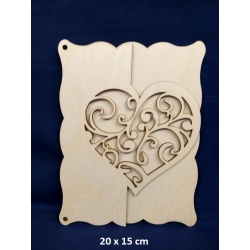 SKLEJKA #3mm Baza 20x15cm , Zaproszenie Ślub, Rocznica / baza serce ażurowe / 1495 / BAZA I / tabliczka 20x15cm
