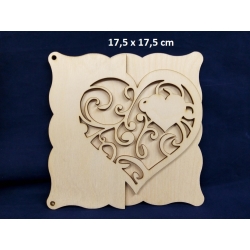 SKLEJKA #3mm Baza 17,5x17,5cm , Zaproszenie Ślub, Rocznica / baza serce ażurowe + serduszko / 1540 / BAZA II / tabliczka 17,5x17,5cm