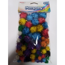 Pompony metaliczne mix rozmiarów  od 1 do 2,5cm / 78szt  / POM05