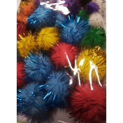 Pompony metaliczne mix rozmiarów  od 1 do 2,5cm / 78szt  / POM05