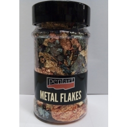 PENTART FOLIA PŁATKI 100ml    ZŁOTO/MIEDŻ/ZIELEŃ  , M10  folia do złoceń w płatkach, ikona,rama, szlagmetal